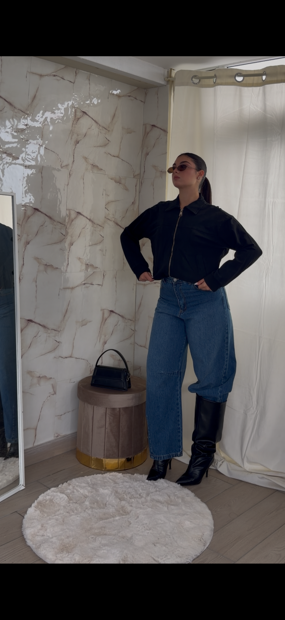 Jeans Baggy Denim Blu - vista frontale