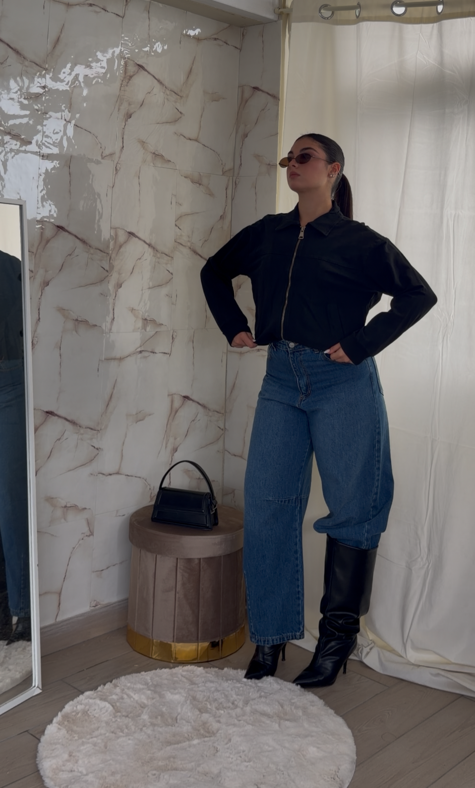 Jeans Baggy Denim Blu - vista frontale